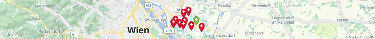 Kartenansicht für Apotheken-Notdienste in der Nähe von Aspern (1220 - Donaustadt, Wien)